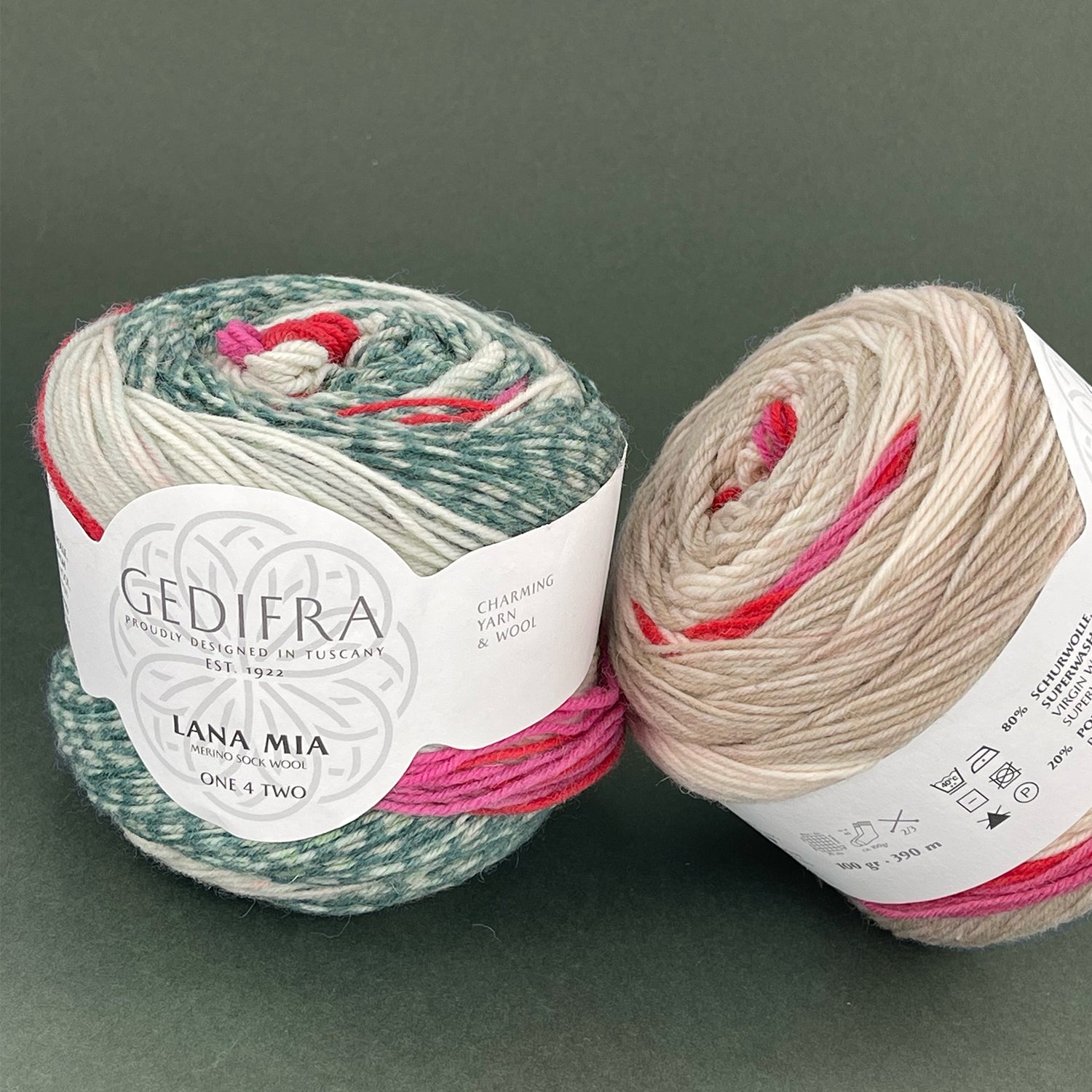 Lana Mia One 4 Two, red stripes, 100 g