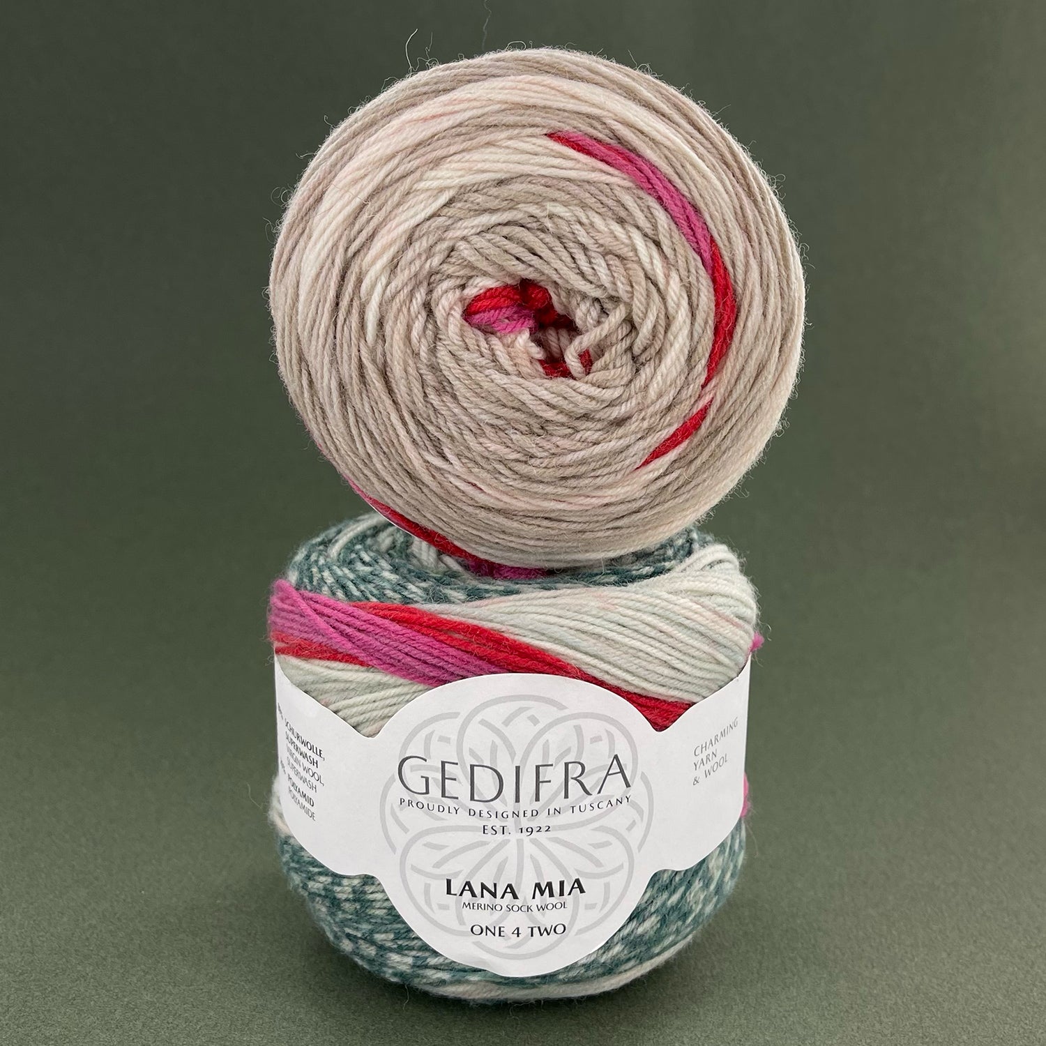 Lana Mia One 4 Two, red stripes, 100 g