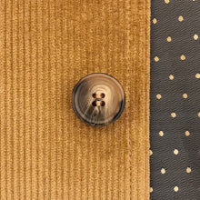 Sewing a button on a jacket