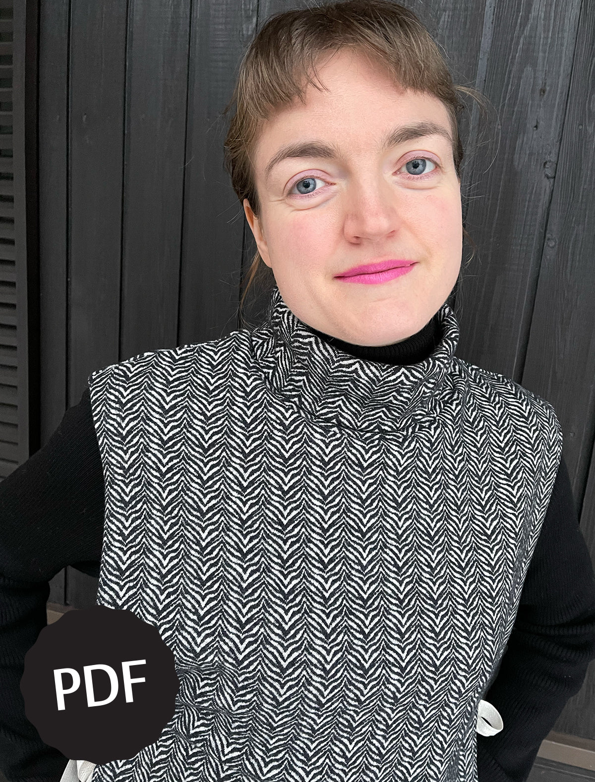 ARCTIC WINTER neckwarmer with turtleneck collar or hood, e-pattern